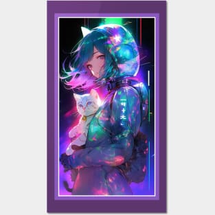 Anime Sci-Fi Cat Girl | Quality Anime Girl Artwork | Manga Girl Anime Art Posters and Art
